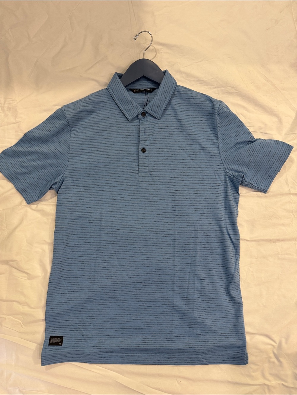 Travis Mathew Light Blue Striped Polo - Shadow Creek